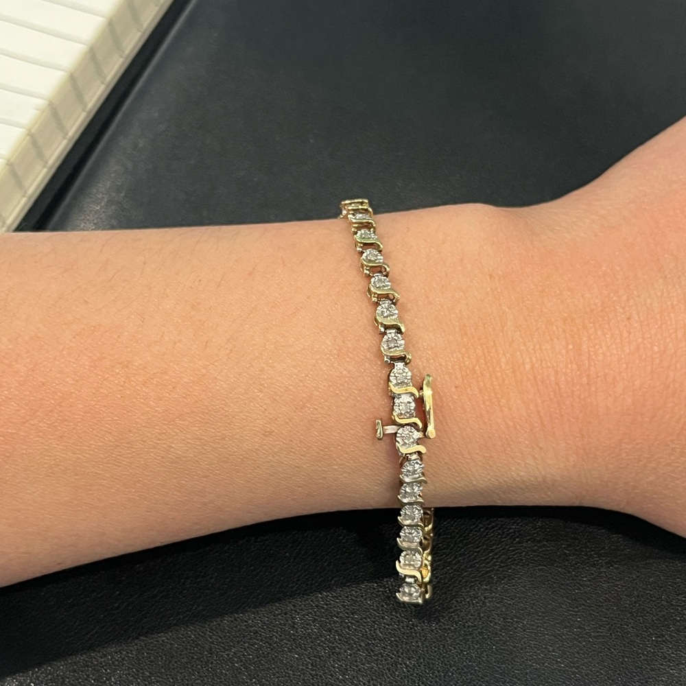 10K yellow gold 1 ct. tw Gold diamond Tennis Bracelet